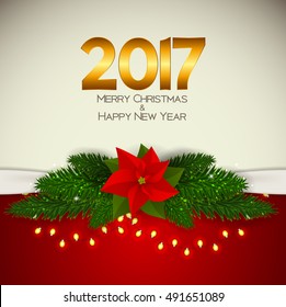 Abstract Beauty Christmas and 2017 New Year Background. Vector Illustration. EPS10