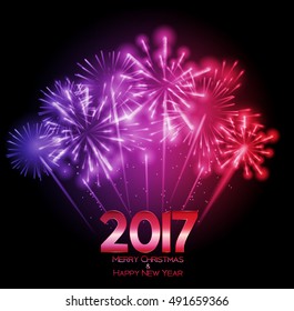 Abstract Beauty Christmas and 2017 New Year Background. Vector Illustration. EPS10