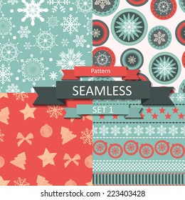 Abstract Beauty Christmas and New Year Seamless Pattern Set, Vector Illustration. EPS10 