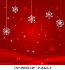 Abstract beauty Christmas and New Year background decoration made from red and white snowflakes, vector illustration.