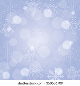 Abstract Beauty Christmas and New Year Background with Snow and Snowflakes. Vector Illustration EPS10
