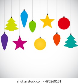 Abstract Beauty Christmas and  New Year Background with Decoration Toys and Balls. Vector Illustration. EPS10