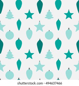 Abstract Beauty Christmas and  New Year Seamless Pattern Background with Decoration Toys and Balls. Vector Illustration. EPS10