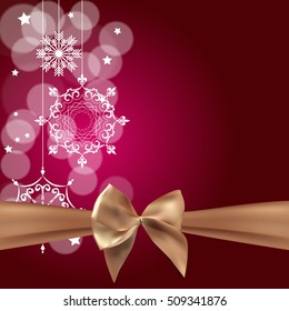 Abstract Beauty Christmas and New Year Background with Bow Ribbon. Vector Illustration. EPS10