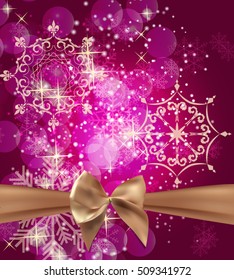 Abstract Beauty Christmas and New Year Background with Bow Ribbon. Vector Illustration. EPS10