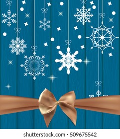 Abstract Beauty Christmas and New Year Background with Bow Ribbon. Vector Illustration. EPS10