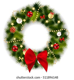 Abstract Beauty Christmas and New Year Background with Wreath. Vector Illustration EPS10