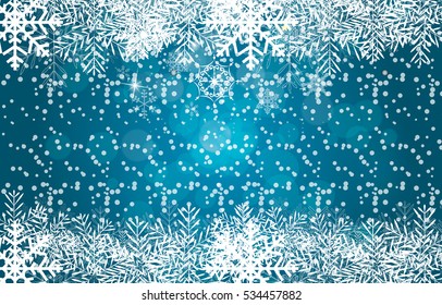 Abstract Beauty Christmas and New Year Background with Snow and Snowflakes. Vector Illustration EPS10