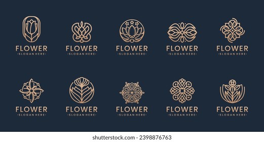 Abstract beauty floral flower luxury icon logo design