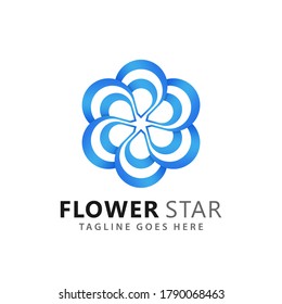 Abstract Beauty Flower Blue Star Company Logos Design Vector Illustration Template
