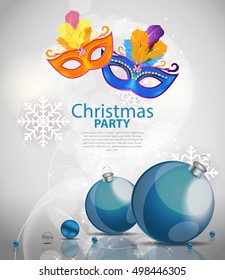 Abstract Beauty Merry Christmas and New Year Party Background with Masquerade Carnival Mask. Vector illustration EPS10