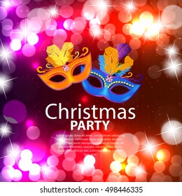 Abstract Beauty Merry Christmas and New Year Party Background with Masquerade Carnival Mask. Vector illustration EPS10