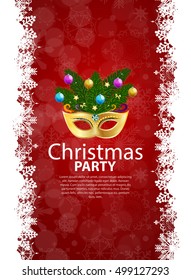 Abstract Beauty Merry Christmas and New Year Party Background with Masquerade Carnival Mask. Vector illustration EPS10
