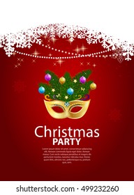 Abstract Beauty Merry Christmas and New Year Party Background with Masquerade Carnival Mask. Vector illustration EPS10