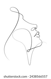 abstract beauty woman face feminism concept continuous one line drawing vector flourish illustration