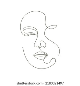 Abstract Beauty woman face one line art drawing feminine continues line Vector Art design