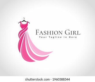Abstract Beauty Women's Dress Fashion Logo Design Illustration