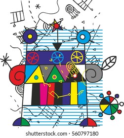 Abstract beaver. Style graphics with bright local colors.