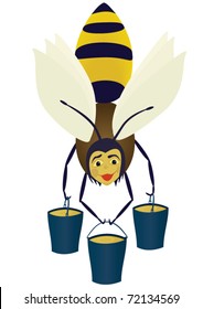 Abstract bee with buckets. on a white background, EPS.8 file illustration.