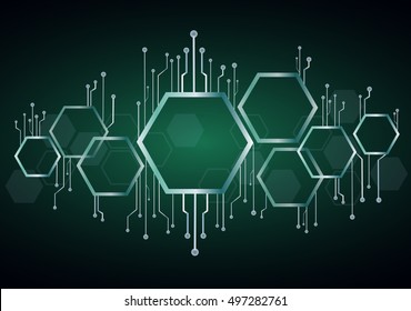 abstract bee hive , hexagon and technology line background