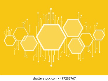 abstract bee hive , hexagon and technology line background