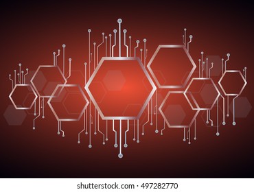 abstract bee hive , hexagon and technology line background