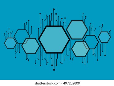 abstract bee hive , hexagon and technology line background