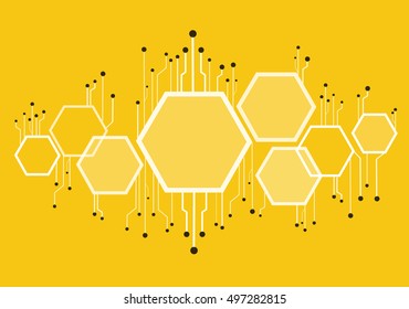 abstract bee hive , hexagon and technology line background
