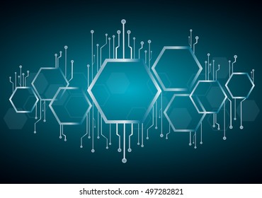 abstract bee hive , hexagon and technology line background