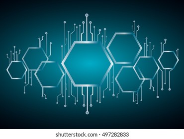 abstract bee hive , hexagon and technology line background