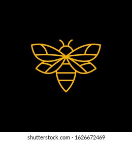 

Abstract Bee Icon  Logo Design Vector Template Linear Geometric 