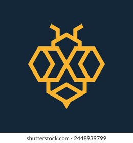 abstract Bee icon Logo design vector template linear geometric. vector illustration.