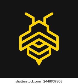 abstract Bee icon Logo design vector template linear geometric. vector illustration.