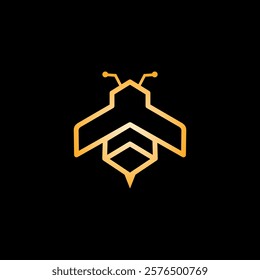 abstract Bee icon Logo design vector template linear geometric. vector illustration.