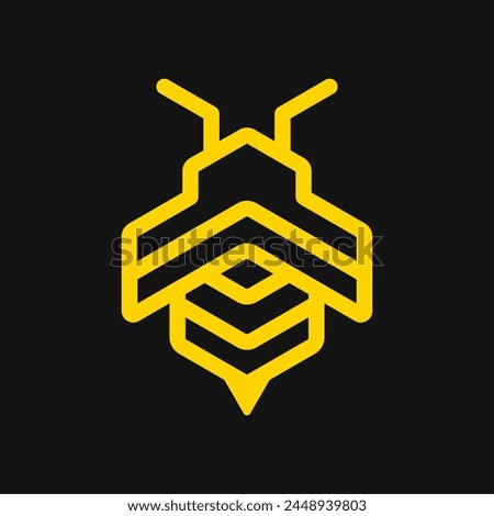 abstract Bee icon Logo design vector template linear geometric. vector illustration.