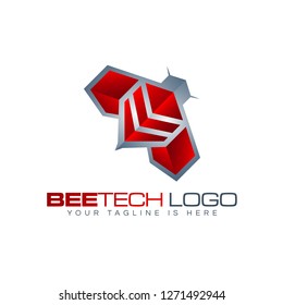 abstract bee illustrations with shiny colors and modern styles, cool and sophisticated logos, logos for industry and business, technology logos for the future