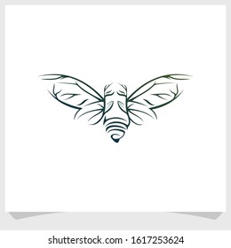 abstract bee line logo design vector, animal logo design template