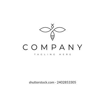 diseño de logotipo de línea de abeja abstracta