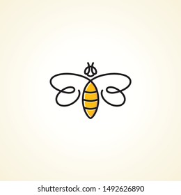 Abstract bee logo with continuous line style