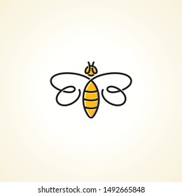 Abstract bee logo with continuous line style