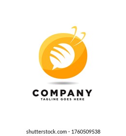 An Abstract Bee Logo Icon in Circular shape vector design template