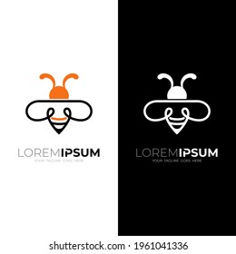 Abstract bee logo with line design vector