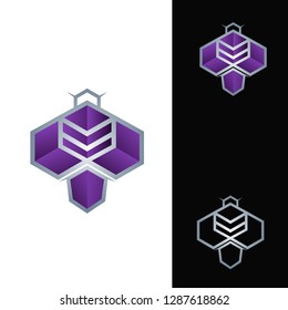 abstract bee logo, modern and sophisticated designs, vector logo templates, web logo and technology, design illustrations for industry and business, media logo and internet