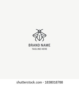 Abstract bee logo with simple line style in black vector