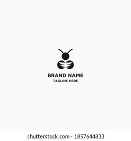 Abstract bee logo with simple line 