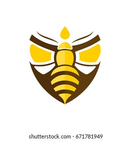Abstract bee. Mockup template animal symbol, logo, emblem or sticker for branding, printing, sports team. Vector illustration on white background.