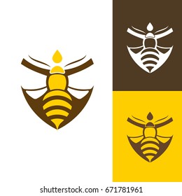 Abstract bee. Mockup template animal symbol, logo, emblem or sticker for branding, printing, sports team. Vector illustration on white background.