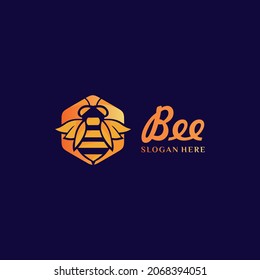 abstract bee on hexagon logo design
