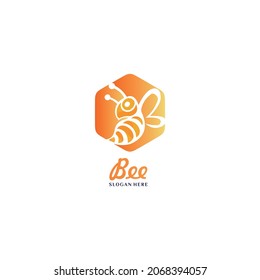 abstract bee on hexagon logo design