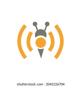 abstraktes Bienenpodcast-Logo Symbol flaches Konzept Vektorgrafik-Design
